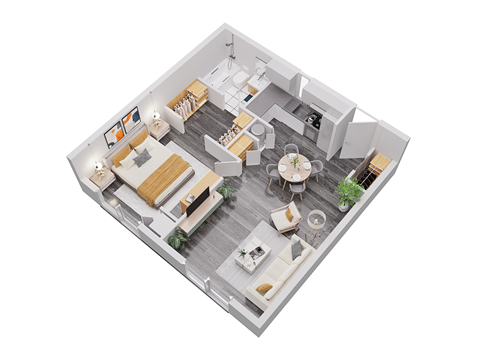 bedroom floor plan an in 3d